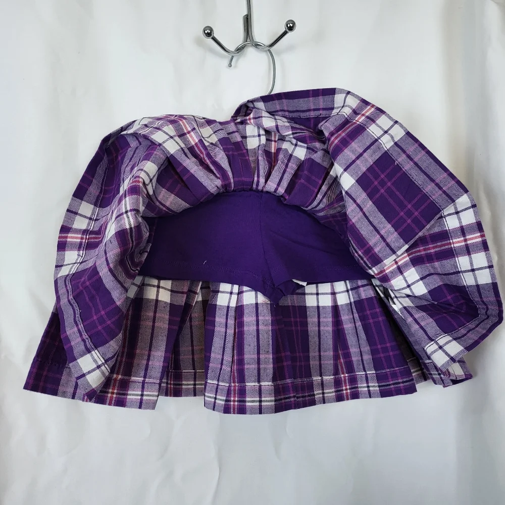 Children's Place‎ Girls Purple White Plaid Pleated Casual School Skort Sz 4 New